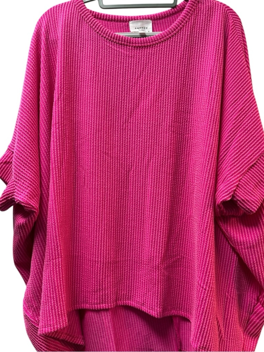 ANDREE BY UNIT Hot Pink Ribbed Knit Tunic Top